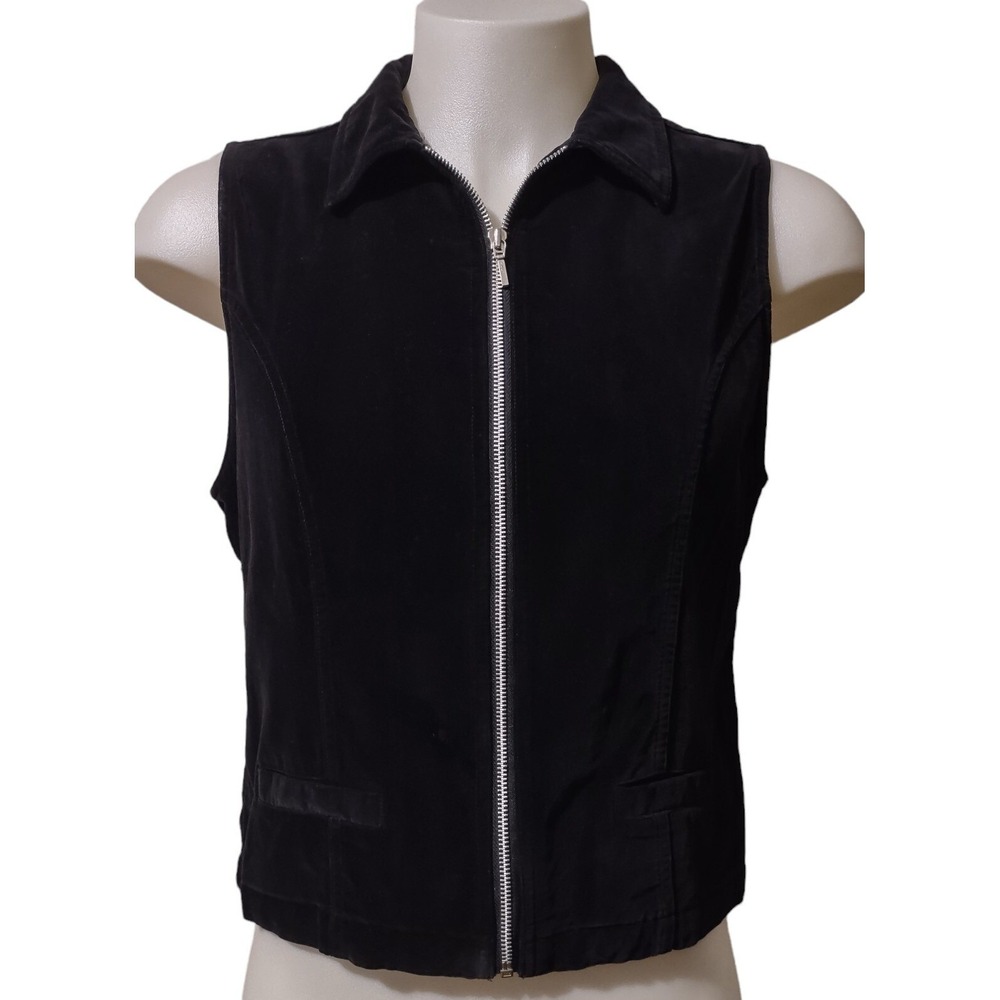 Field Gear Vest Size M Womens Y2K Grunge Gorp Core Black Collared Full Zip Retro